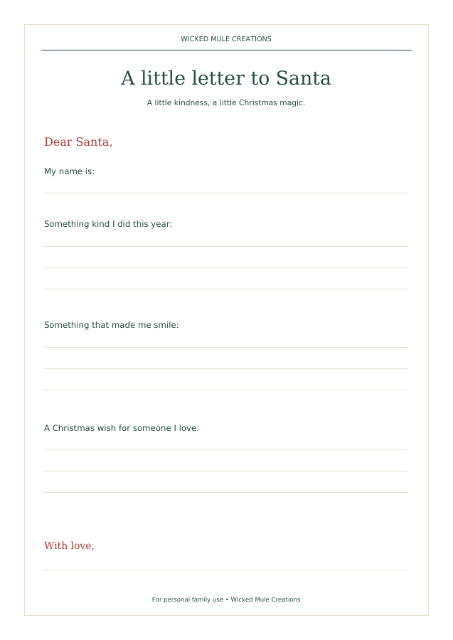 Preview of Santa letter A4 printable